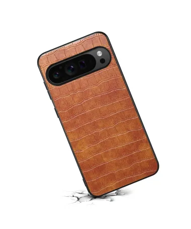Coque Google Pixel 10 / Pixel 10 Pro Effet Peau Crocodile Marron Clair - photo 5