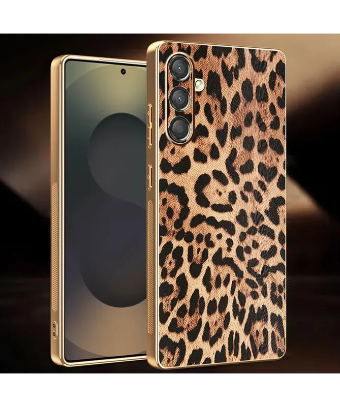 Coque Samsung Galaxy A17 5G Léopard avec Cadre Doré