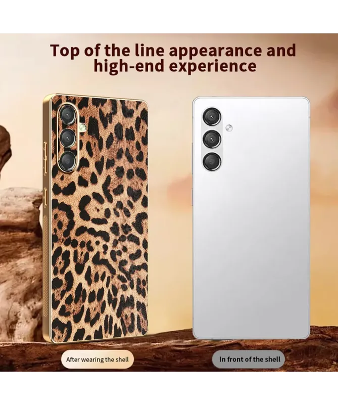 Coque Samsung Galaxy A17 5G Léopard avec Cadre Doré