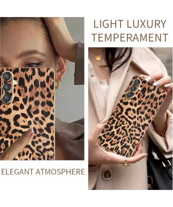 Coque Samsung Galaxy A17 5G Léopard avec Cadre Doré