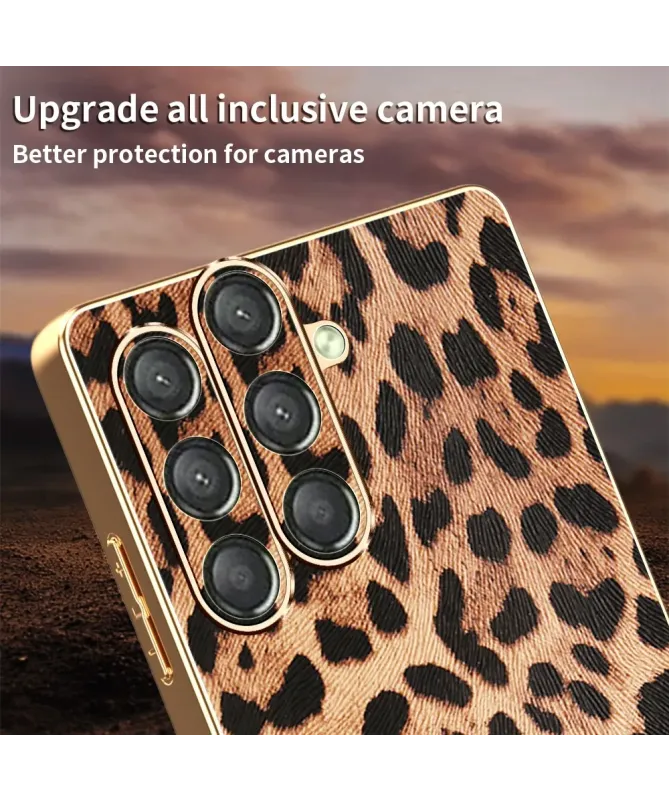 Coque Samsung Galaxy A17 5G Léopard avec Cadre Doré