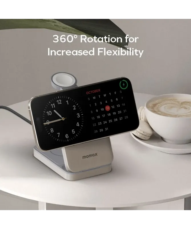Chargeur 3-en-1 Pliable Magnétique Momax Qi2