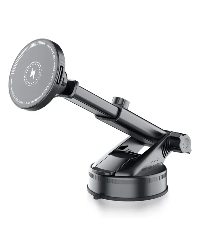 Support Voiture Magnétique et Chargeur Sans Fil 15W
