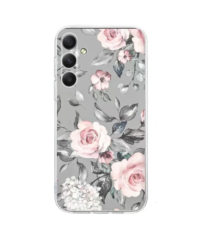 Coque Samsung Galaxy A17 5G / A26 5G Fleurs sur Fond Gris