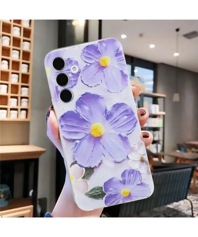 Coque Samsung Galaxy A17 5G / A26 5G Fleurs 3D Violettes