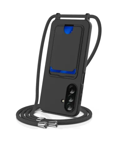 Coque Samsung Galaxy A17 5G Silicone Liquide à Cordon et Porte-carte