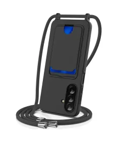 Coque Samsung Galaxy A17 5G Silicone Liquide à Cordon et Porte-carte