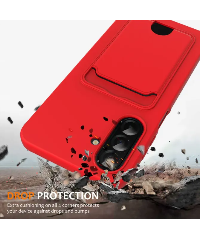 Coque Samsung Galaxy A17 5G Silicone Liquide à Cordon et Porte-carte