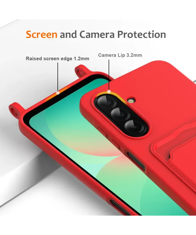 Coque Samsung Galaxy A17 5G Silicone Liquide à Cordon et Porte-carte