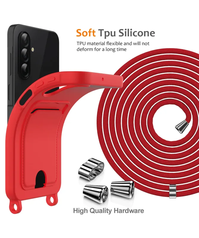 Coque Samsung Galaxy A17 5G Silicone Liquide à Cordon et Porte-carte