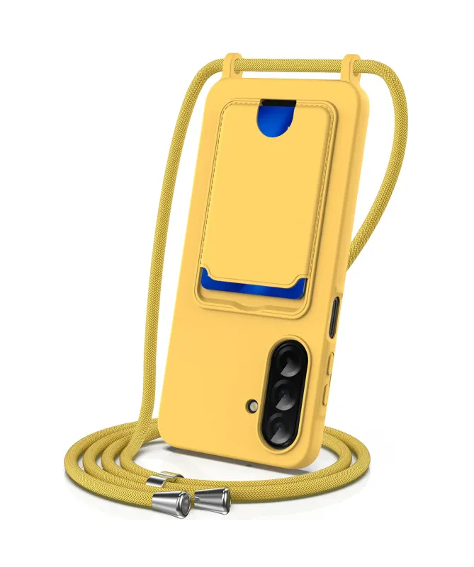 Coque Samsung Galaxy A17 5G Silicone Liquide à Cordon et Porte-carte