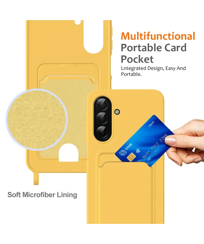 Coque Samsung Galaxy A17 5G Silicone Liquide à Cordon et Porte-carte