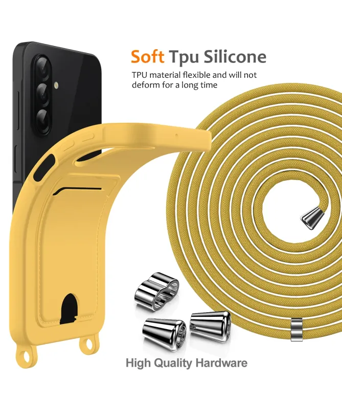 Coque Samsung Galaxy A17 5G Silicone Liquide à Cordon et Porte-carte