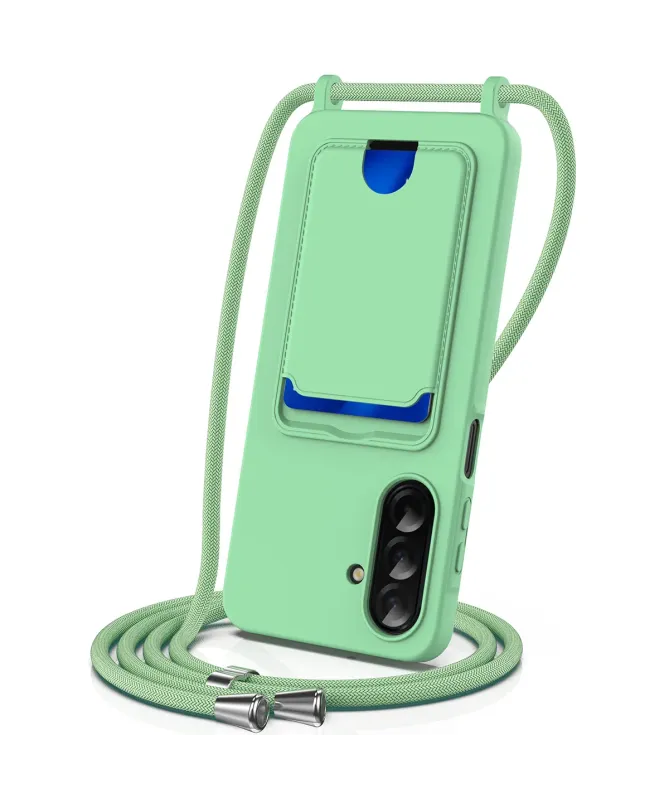 Coque Samsung Galaxy A17 5G Silicone Liquide à Cordon et Porte-carte