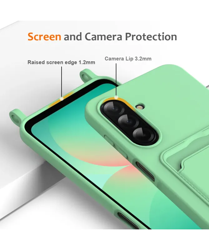 Coque Samsung Galaxy A17 5G Silicone Liquide à Cordon et Porte-carte