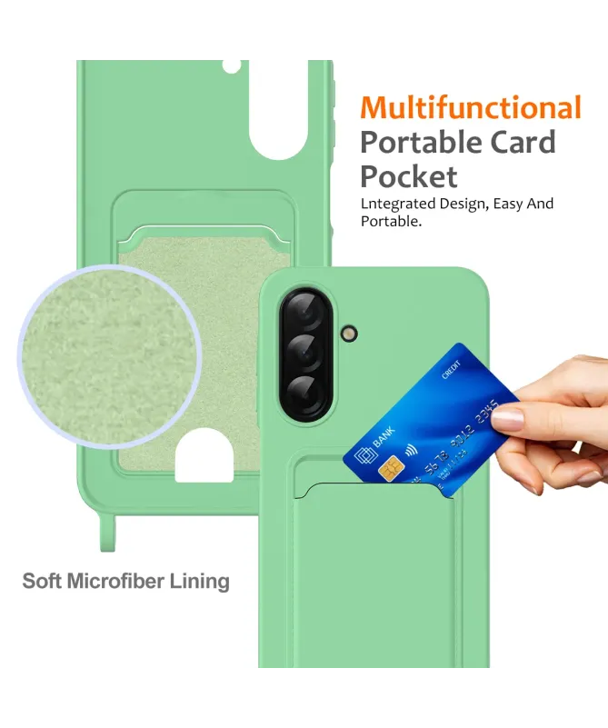 Coque Samsung Galaxy A17 5G Silicone Liquide à Cordon et Porte-carte