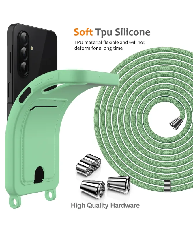 Coque Samsung Galaxy A17 5G Silicone Liquide à Cordon et Porte-carte