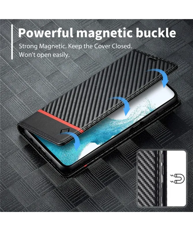 Flip cover Samsung Galaxy A17 5G fibre de carbone Horizontal Stripe