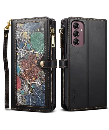 Housse Samsung Galaxy A17 5G feuilles colorées et zip