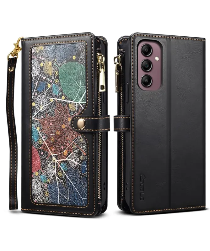 Housse Samsung Galaxy A17 5G feuilles colorées et zip