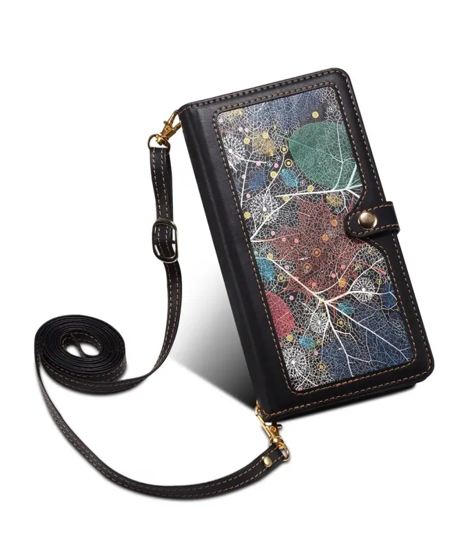 Housse Samsung Galaxy A17 5G feuilles colorées et zip