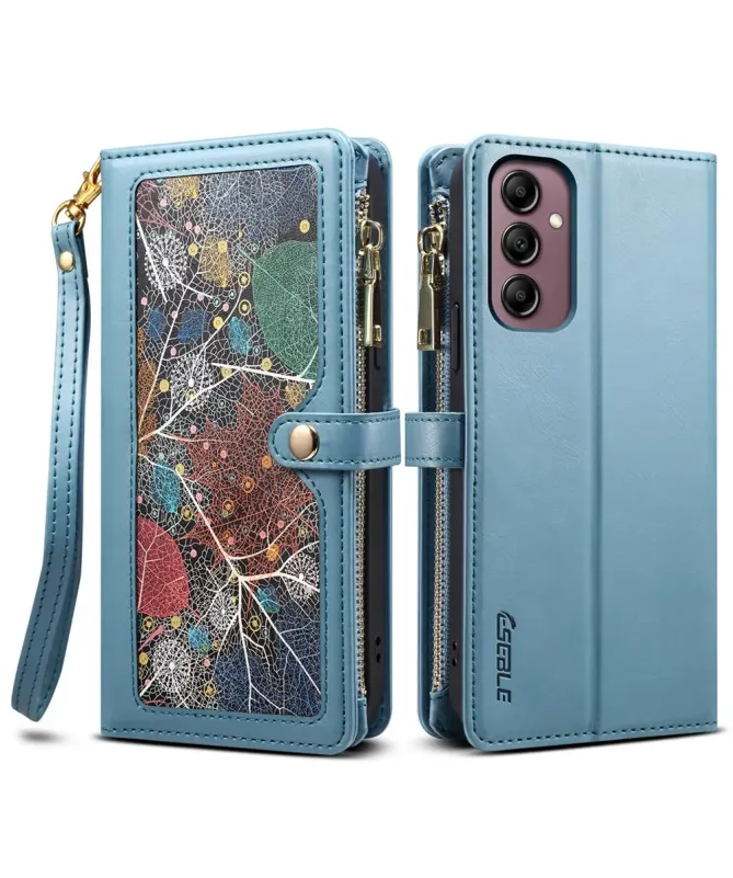 Housse Samsung Galaxy A17 5G feuilles colorées et zip