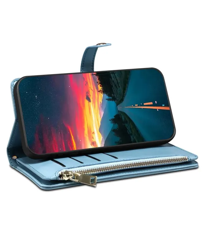 Housse Samsung Galaxy A17 5G feuilles colorées et zip