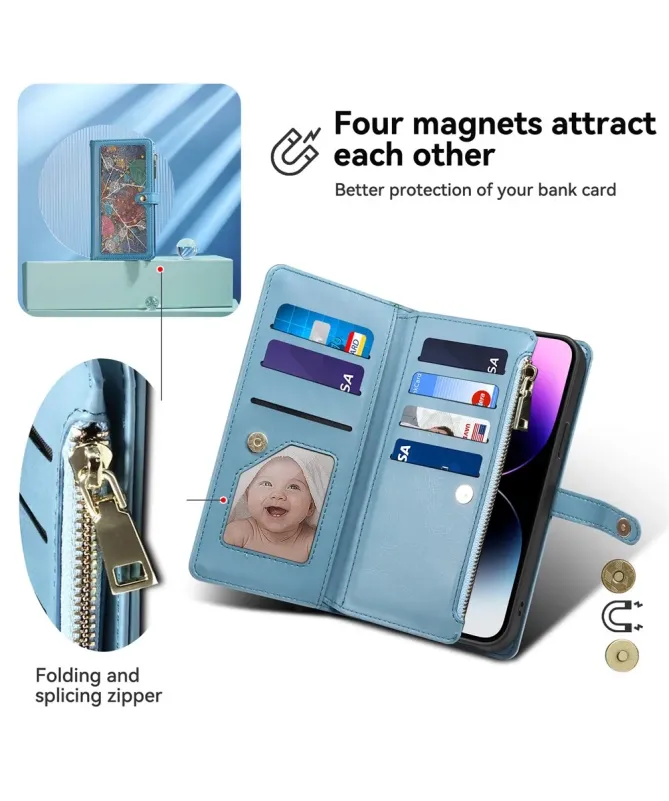 Housse Samsung Galaxy A17 5G feuilles colorées et zip