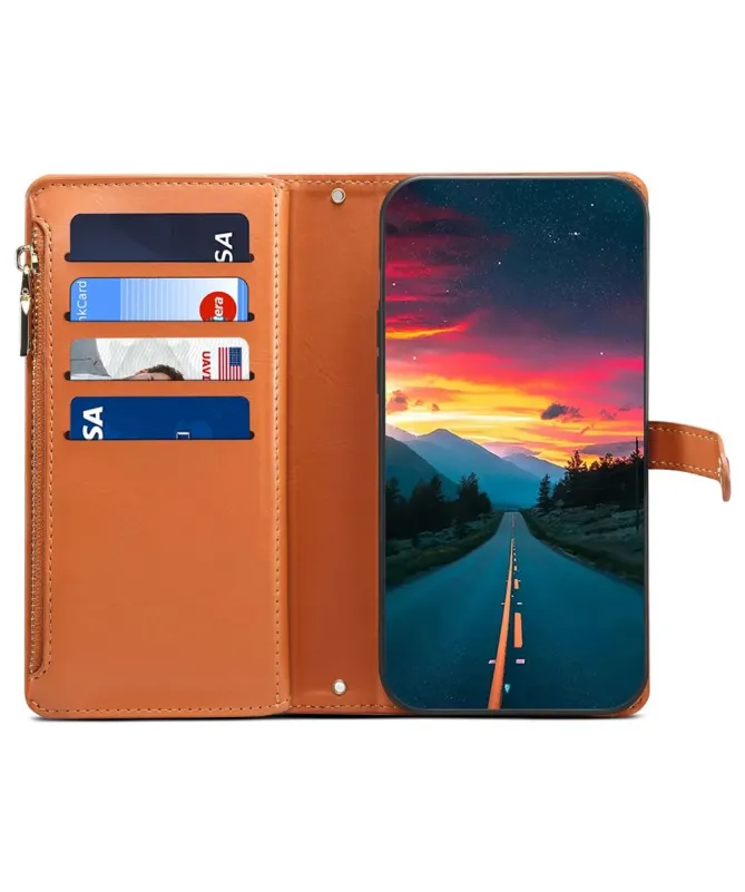 Housse Samsung Galaxy A17 5G feuilles colorées et zip