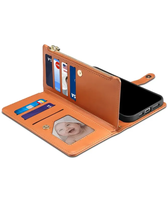 Housse Samsung Galaxy A17 5G feuilles colorées et zip