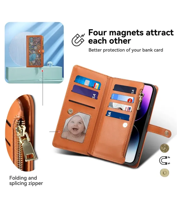 Housse Samsung Galaxy A17 5G feuilles colorées et zip