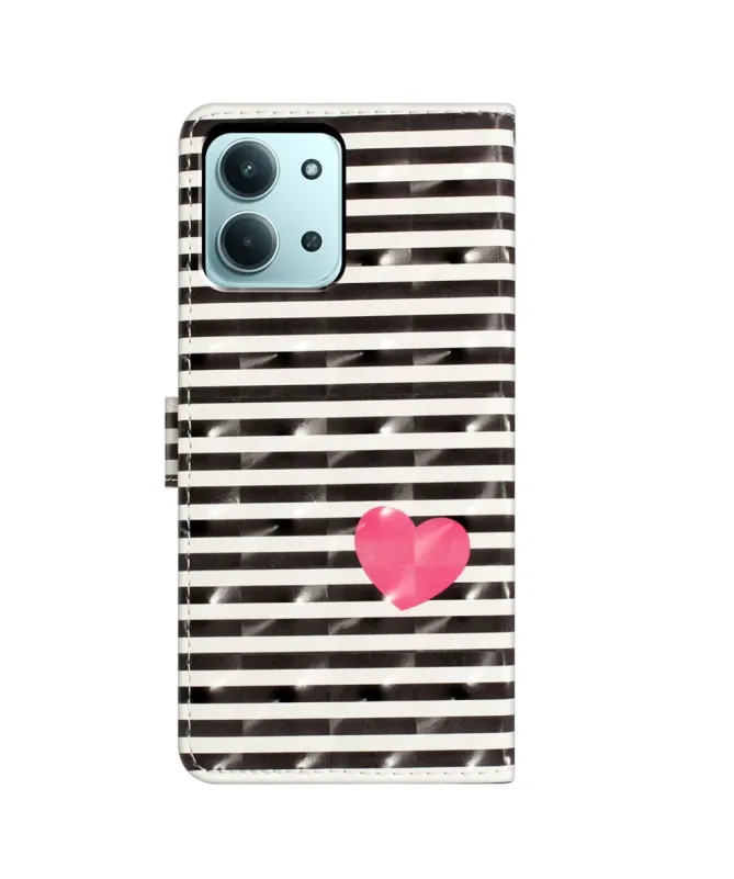 Housse Xiaomi Redmi 15C 4G Rayures et Cœurs