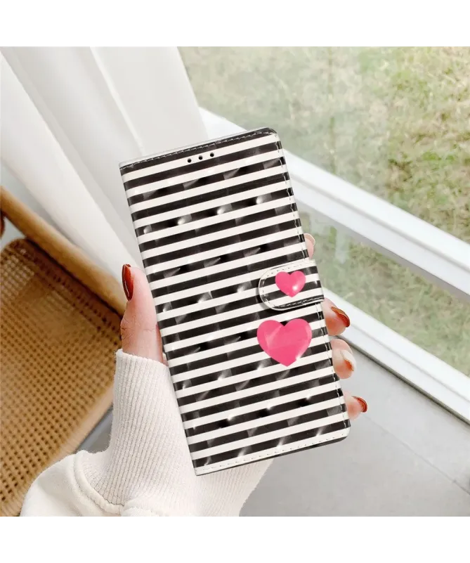 Housse Xiaomi Redmi 15C 4G Rayures et Cœurs