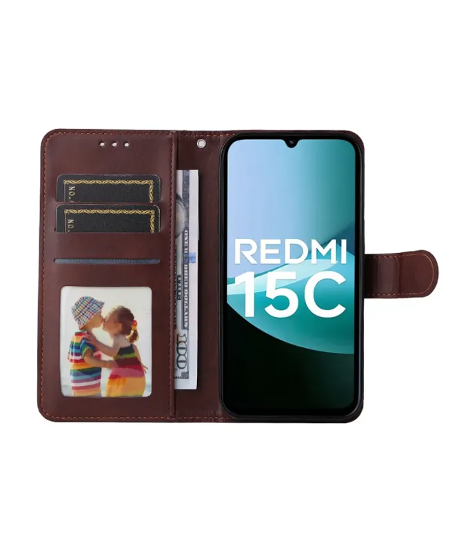 Housse Xiaomi Redmi 15C 4G Portefeuille avec Verre Trempé