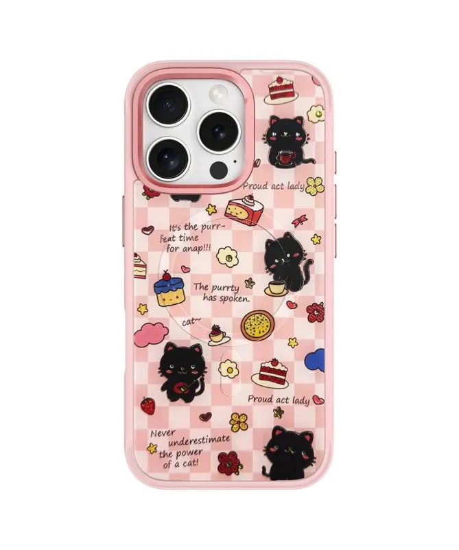 Coque iPhone 16 Pro Max Chat Noir Magnétique Amovible
