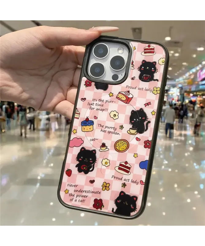 Coque iPhone 16 Pro Max Chat Noir Magnétique Amovible