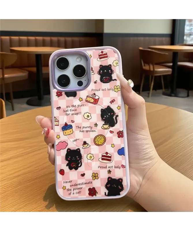 Coque iPhone 16 Pro Max Chat Noir Magnétique Amovible