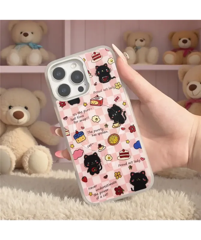 Coque iPhone 16 Pro Max Chat Noir Magnétique Amovible