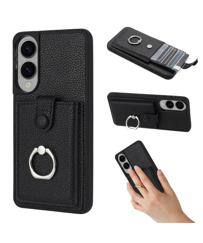 Coque Samsung Galaxy S25 Edge Porte-cartes Extractible et Anneau