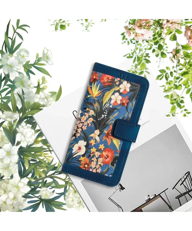 Housse Honor 400 Smart 5G / 4G Fleurs Exotiques avec Dragonne
