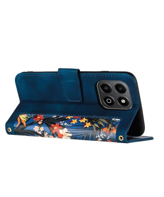 Housse Honor 400 Smart 5G / 4G Fleurs Exotiques avec Dragonne