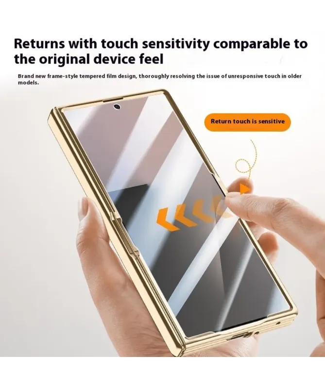 Coque Samsung Galaxy Z Fold 7 Luxe Cuir et Or avec Béquille