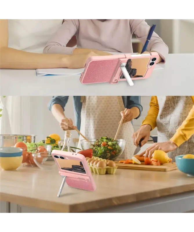 Coque Samsung Galaxy Z Flip 7 FE / Flip 6 Pailletée et Béquille