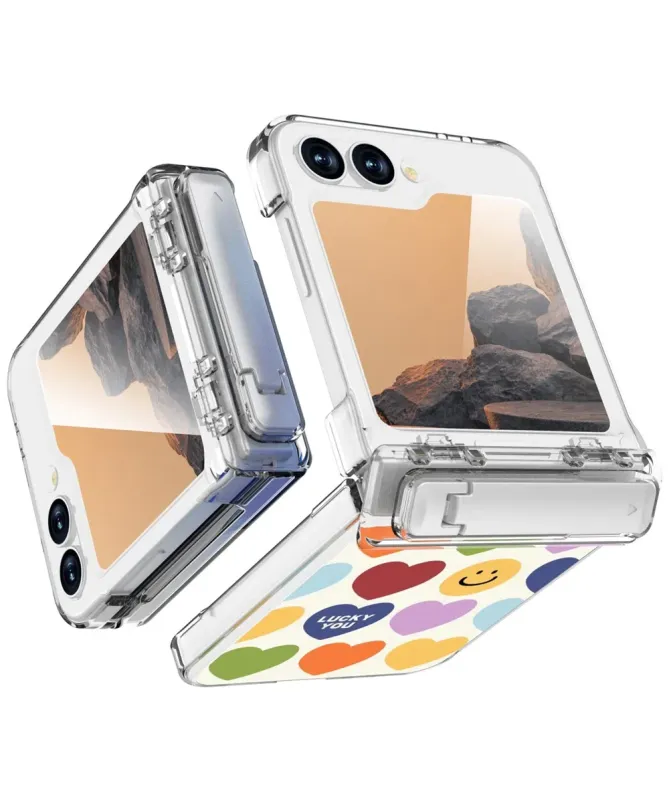 Coque Samsung Galaxy Z Flip 7 FE / Flip 6 Cœurs Fun et Béquille