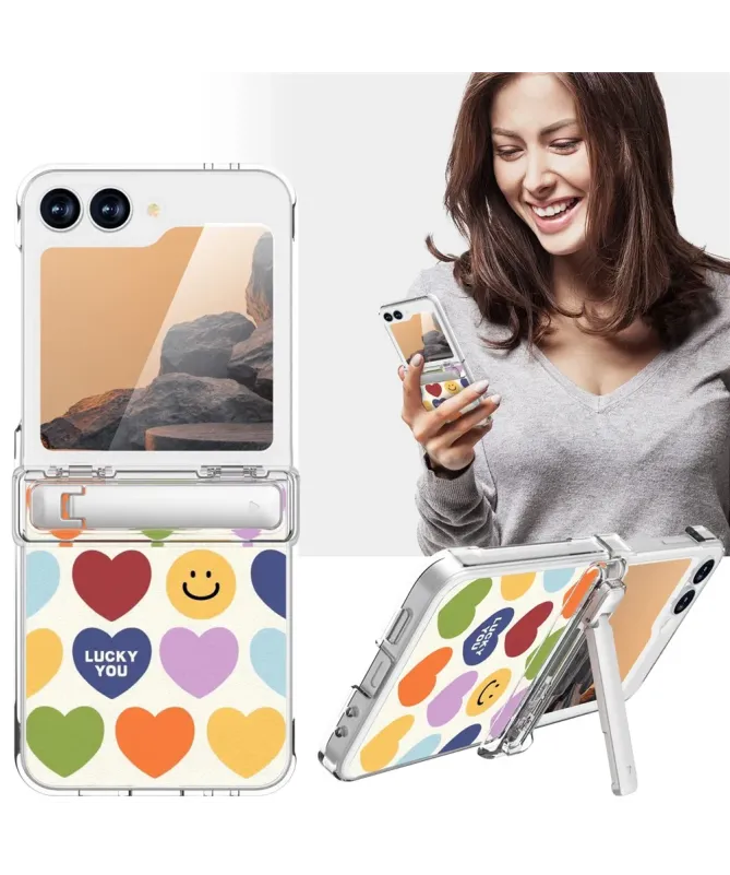 Coque Samsung Galaxy Z Flip 7 FE / Flip 6 Cœurs Fun et Béquille