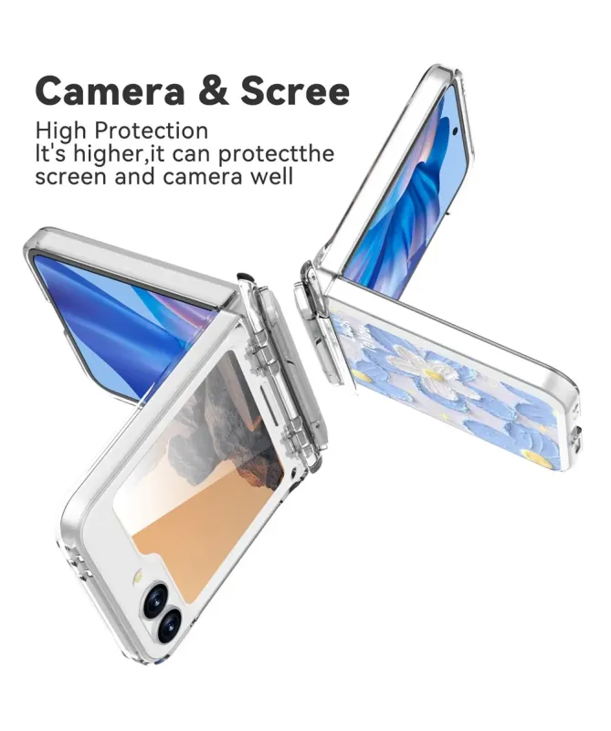 Coque Samsung Galaxy Z Flip 7 FE / Flip 6 Fleurs Bleues avec Béquille