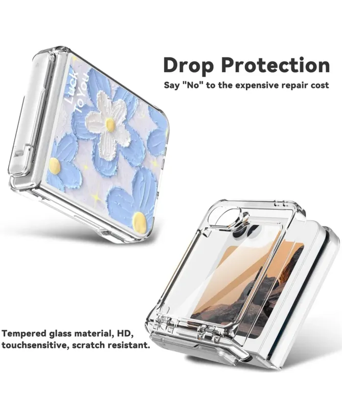 Coque Samsung Galaxy Z Flip 7 FE / Flip 6 Fleurs Bleues avec Béquille