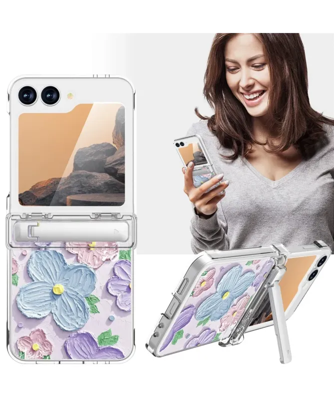Coque Samsung Galaxy Z Flip 7 FE / Flip 6 Fleurs 3D avec Béquille
