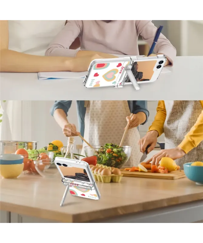 Coque Samsung Z Flip 7 FE / Flip 6 Cœurs avec Béquille