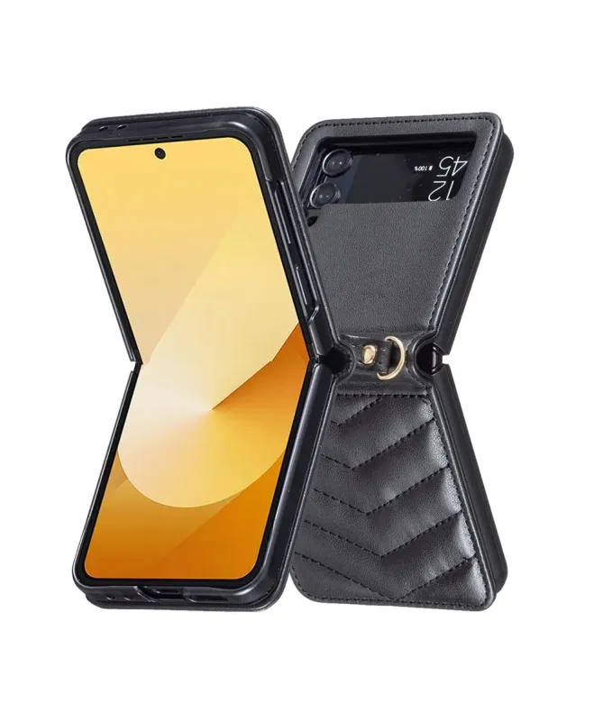 Coque Samsung Galaxy Z Flip 4 Chevrons Matelassés et Lanière